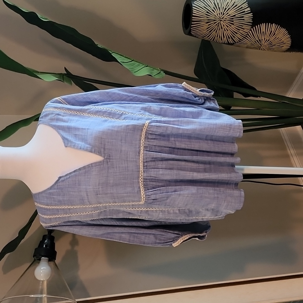 Zara Boho Embroidered Peasant Top